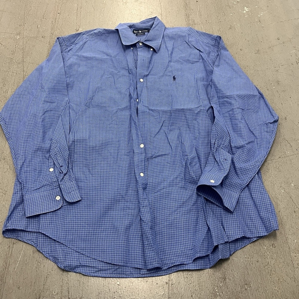 Polo Ralph Lauren Long Sleeve Button-Down Shirt XXL‎ Blue with White Stripes